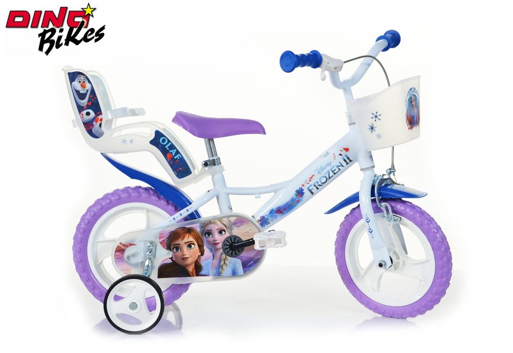 Dětské kolo se sedačkou pro panenku a košíkem Frozen 2, Dino Bikes, W012699