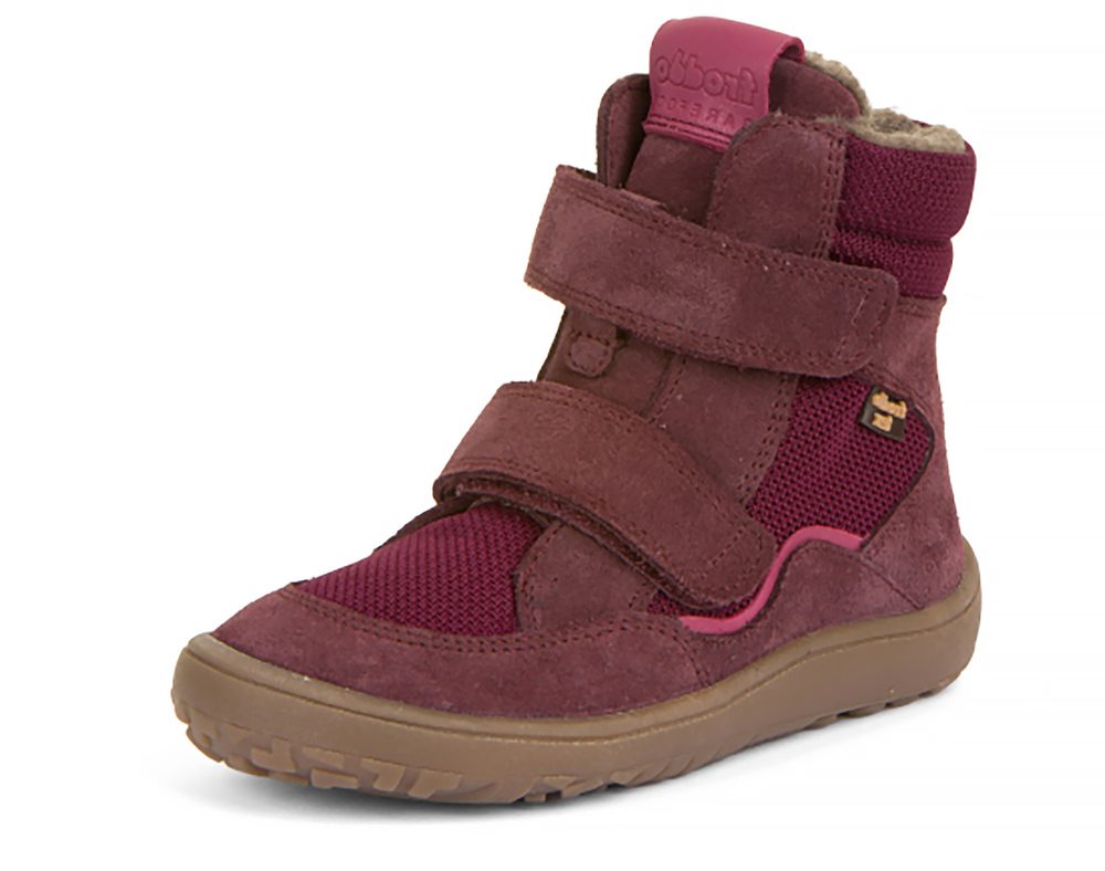 Dívčí zimní barefoot boty TEX WINTER Bordeaux, Froddo, G3160233-7, červená - 25