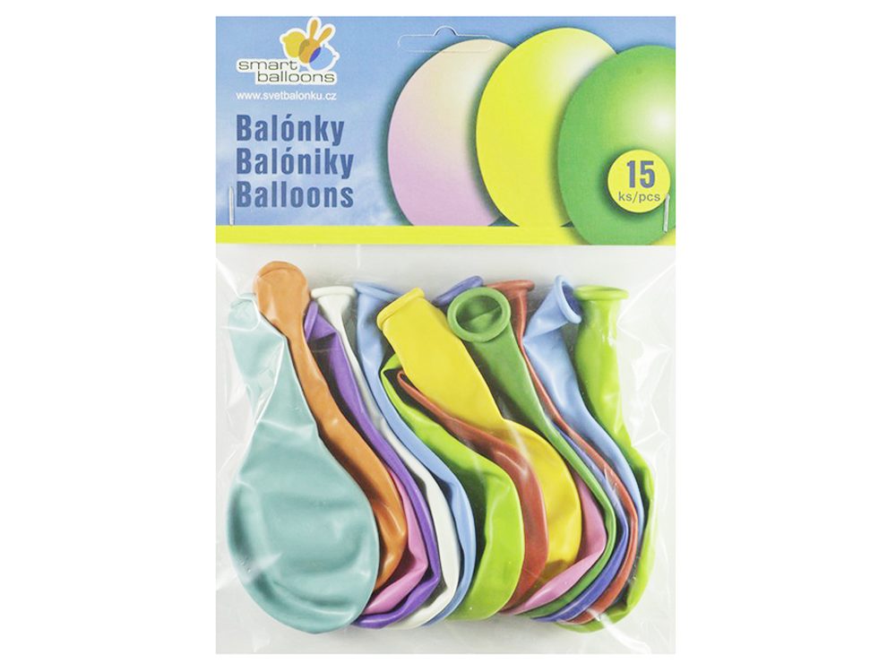 Balónik nafukovacie - sada 15ks PASTELOVÉ 26cm, Smart Balloons, W040570