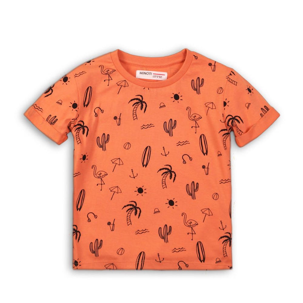 Tričko chlapecké s krátkým rukávem, Minoti, TB TSHIRT 6, oranžová - 68/80 | 6-12m