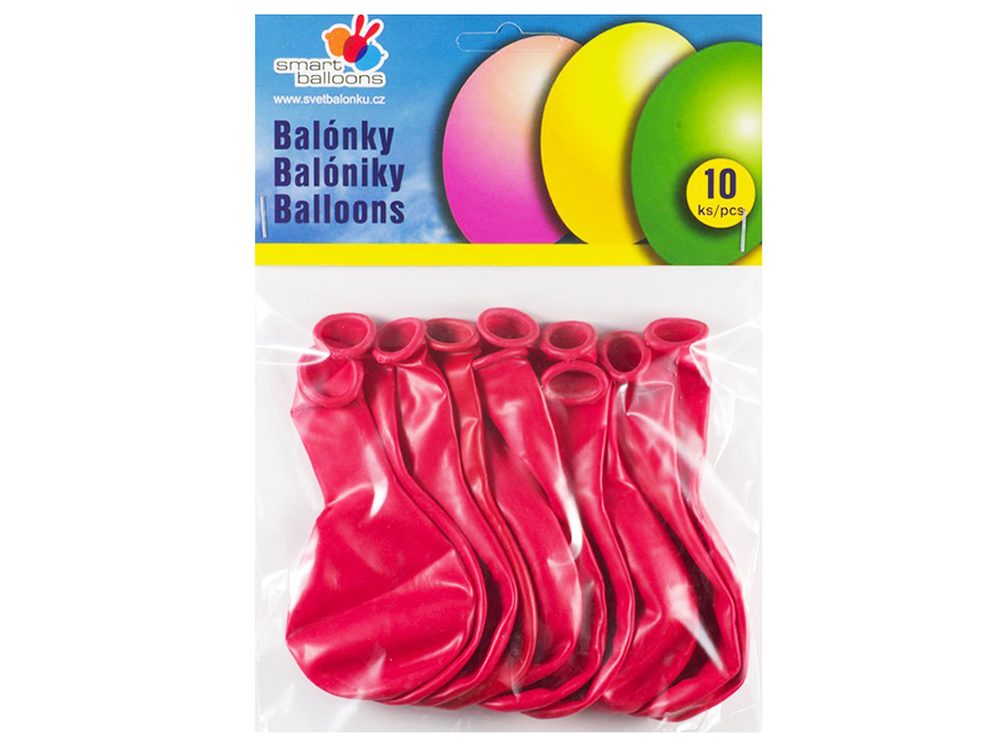 Balónek nafukovací - sada 10ks ČERVENÉ 26cm, Smart Balloons, W040575