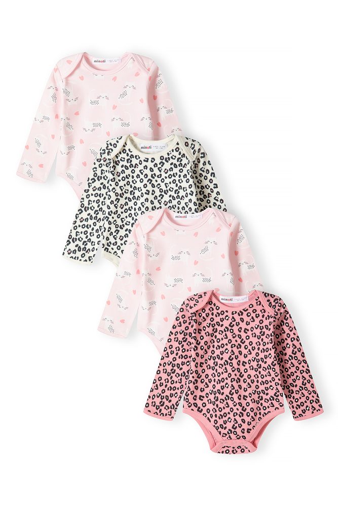 Detské body 4pack, Minoti, 16mbaby 7, ružová - 50/56 | NB