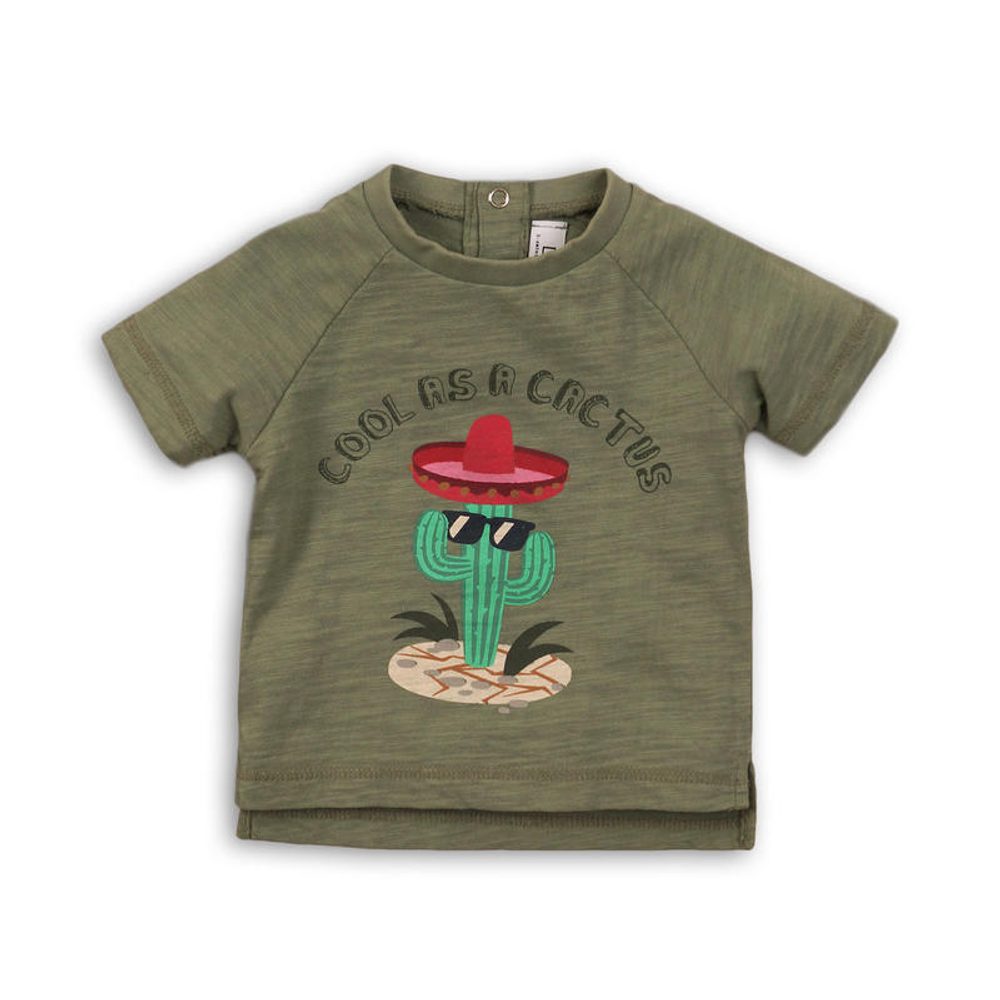 Tričko chlapčenské s krátkym rukávom, Minoti, CACTUS 1, khaki - 62/68 | 3-6m