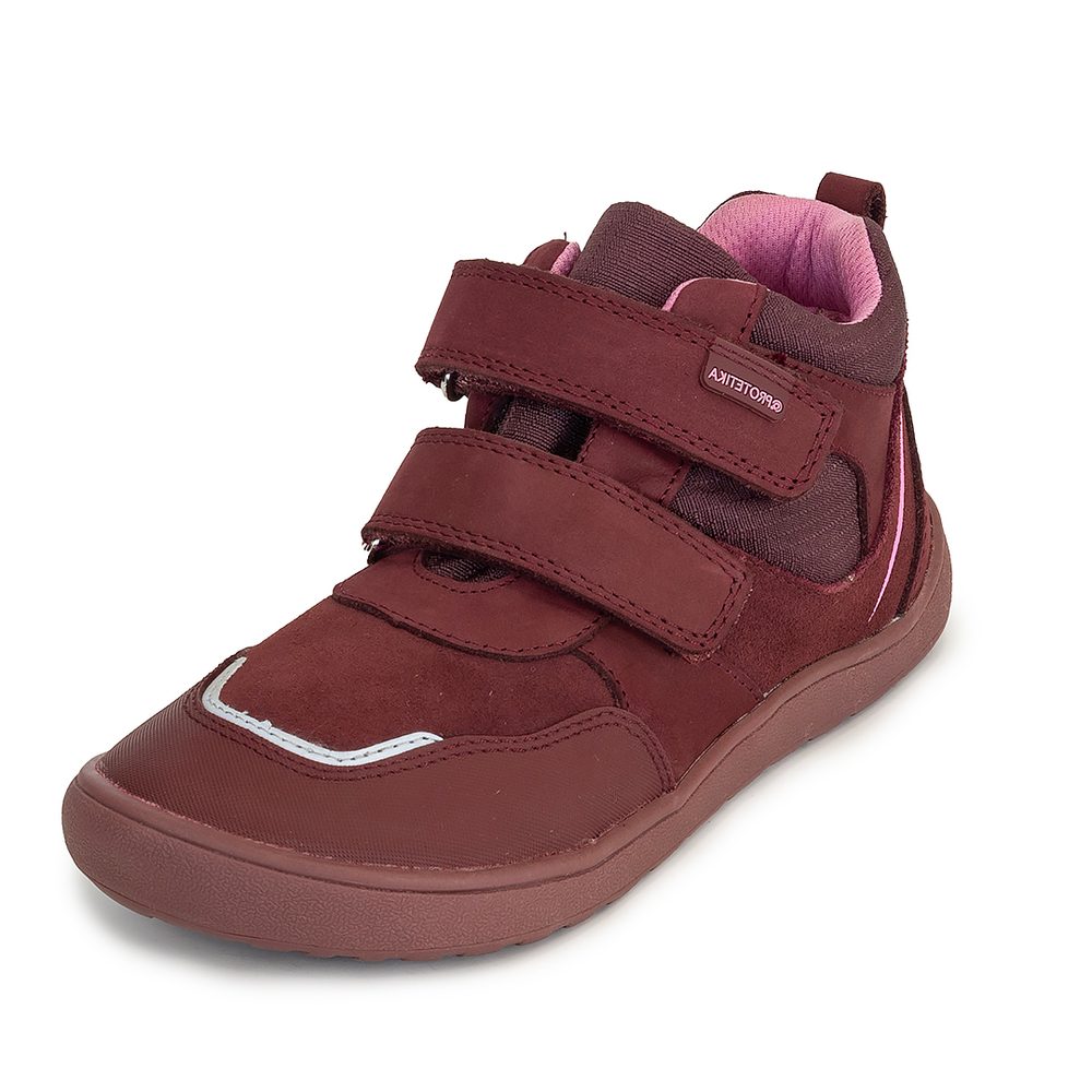 Dievčenská celoročná obuv s membránou Barefoot BANET BORDO, Protetika, červená - 23