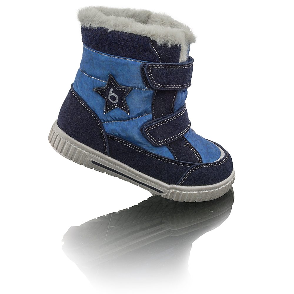 E-shop Detské zimné topánky s kožušinou POLARFOX, 2 suché zipsy, BUGGA, B00172-04, modrá - 23