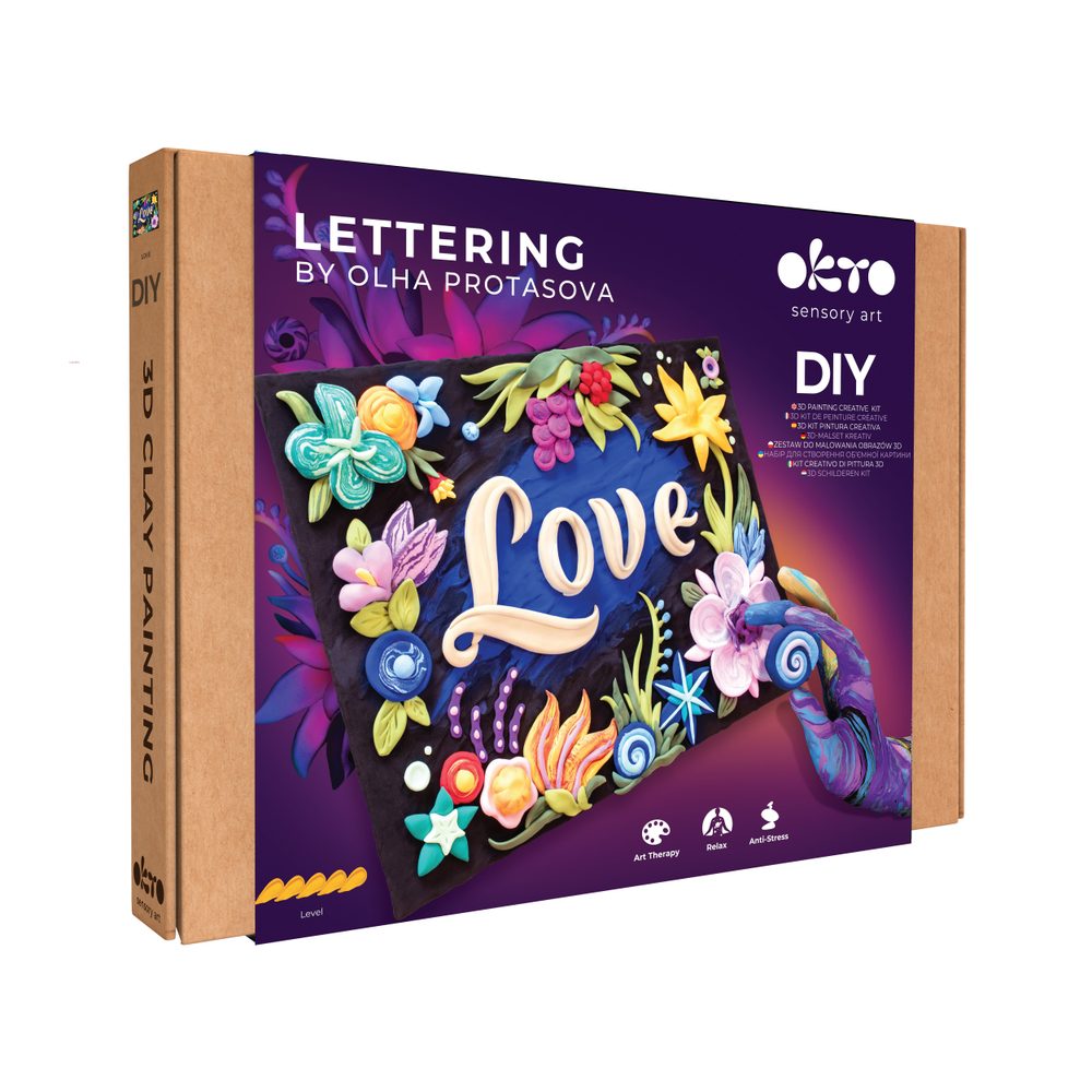 OKTO Lettering Výtvarný set malování hmotou "LOVE" 30x40 cm, OKTO, W060462
