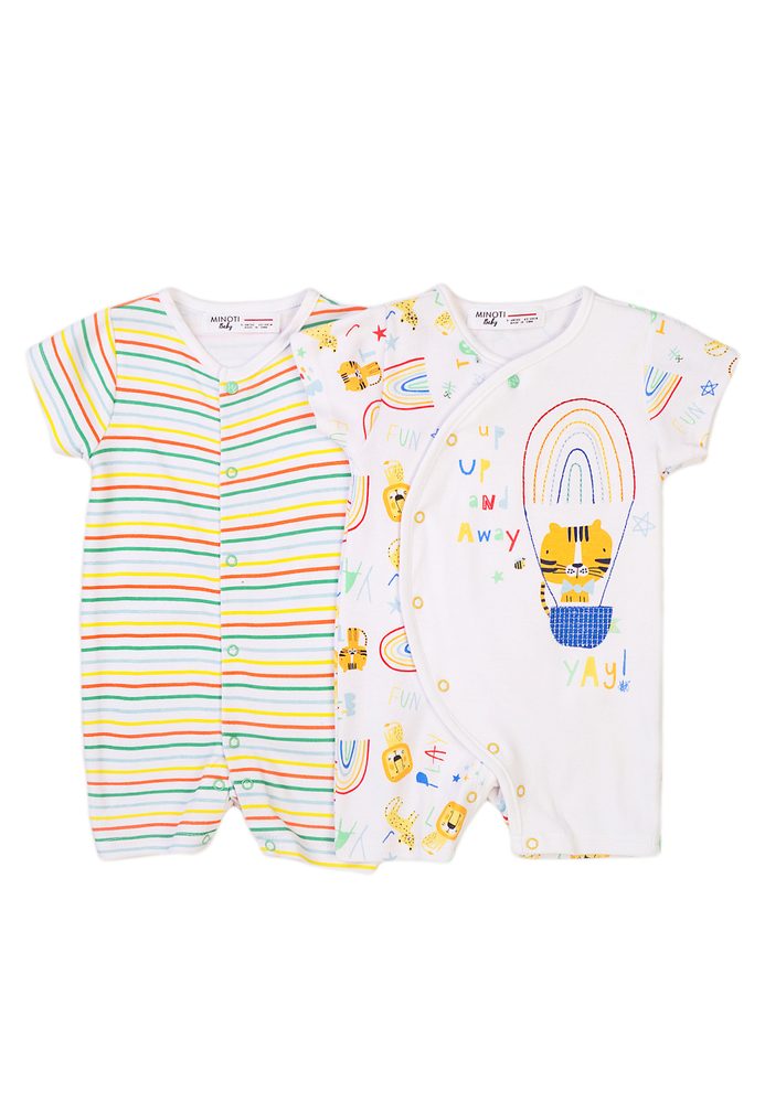 Levně Kojenecký overal letní 2pack, Minoti, Smiling 11, bílá - 62/68 | 3-6m