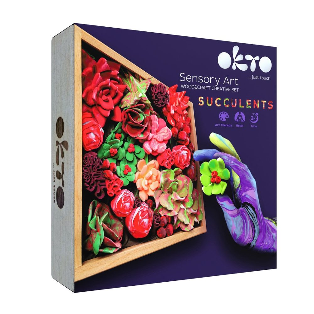 OKTO Passion Art modelovací set sukulenty v drevenom ráme 21x21 cm, OKTO, W034377