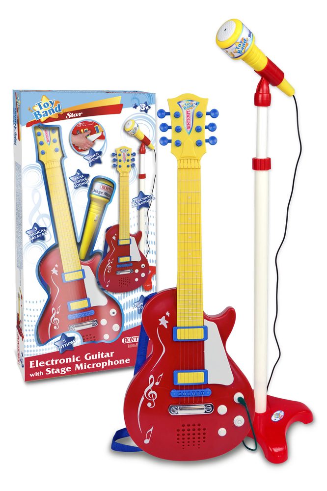 Levně Rocková kytara se stojanovým mikrofonem 22,5 x 22,5 x 112 cm, Bontempi, W011463