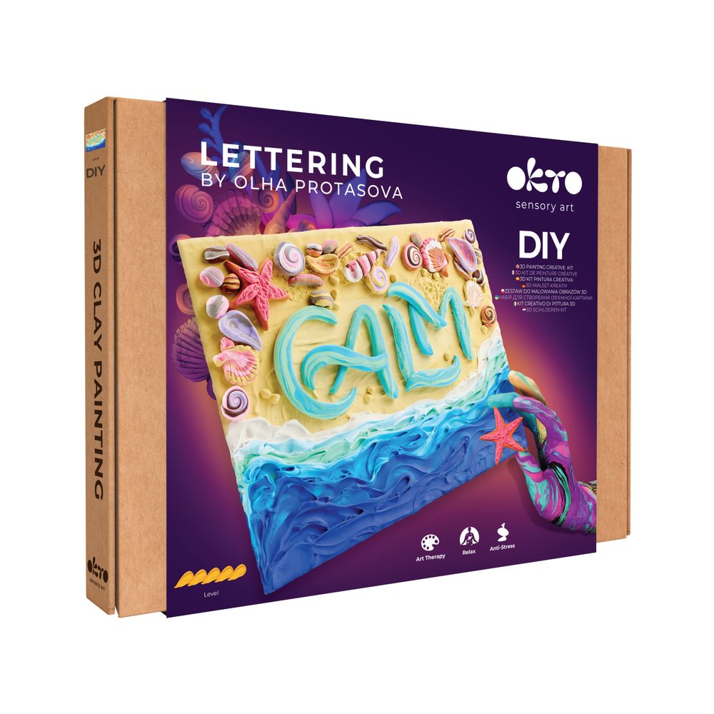 OKTO Lettering Výtvarný set malování hmotou "CALM" 30x40 cm, OKTO, W060465
