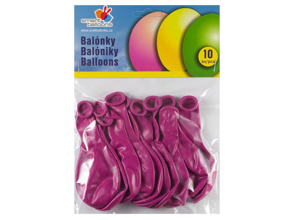Balónik nafukovacie - sada 10ks fuchsiovej 26cm, Smart Balloons, W040577