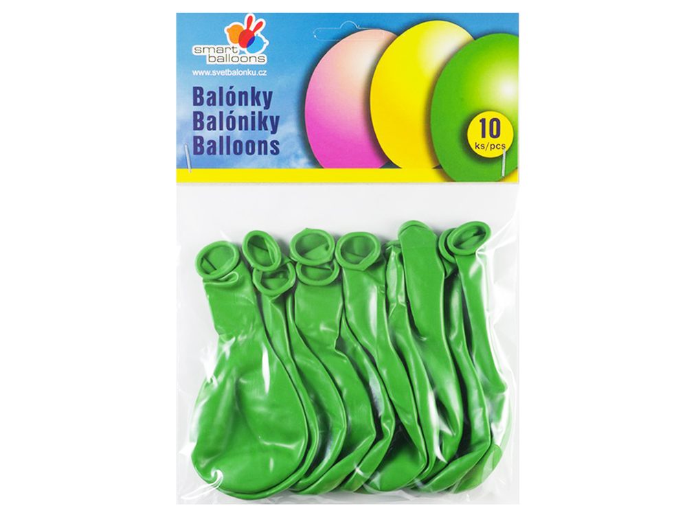 Balónek nafukovací - sada 10ks ZELENÉ 26cm, Smart Balloons, W040581