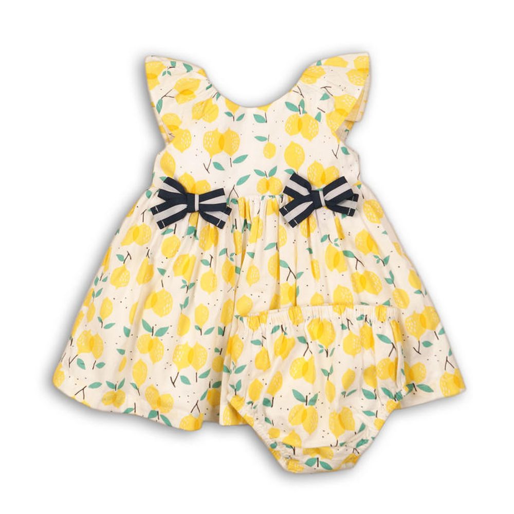 E-shop Šaty dievčenské s nohavičkami, Minoti, lemon 2, žlutá - 80/86 | 12-18m