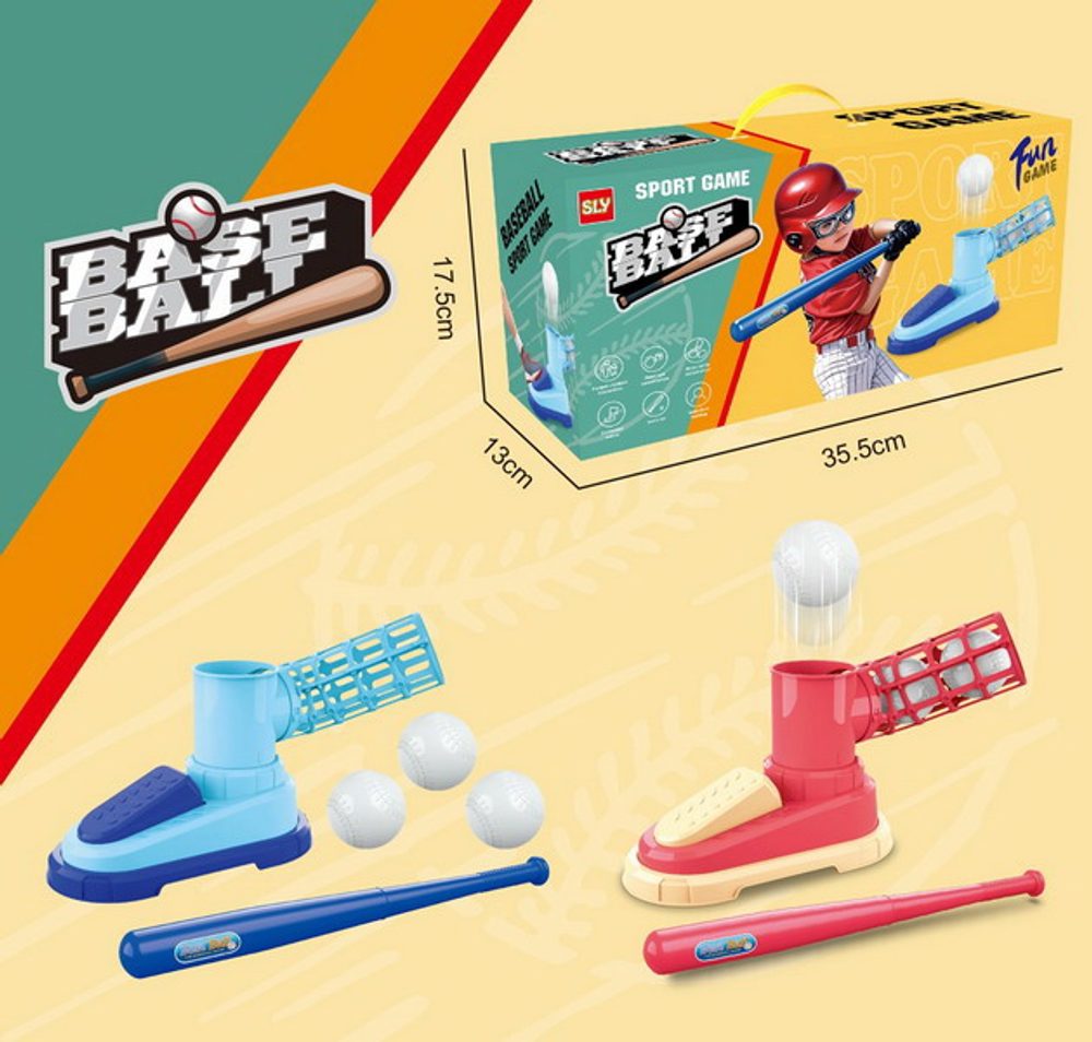 Levně Baseball set s odpalovačem, Wiky, W057702