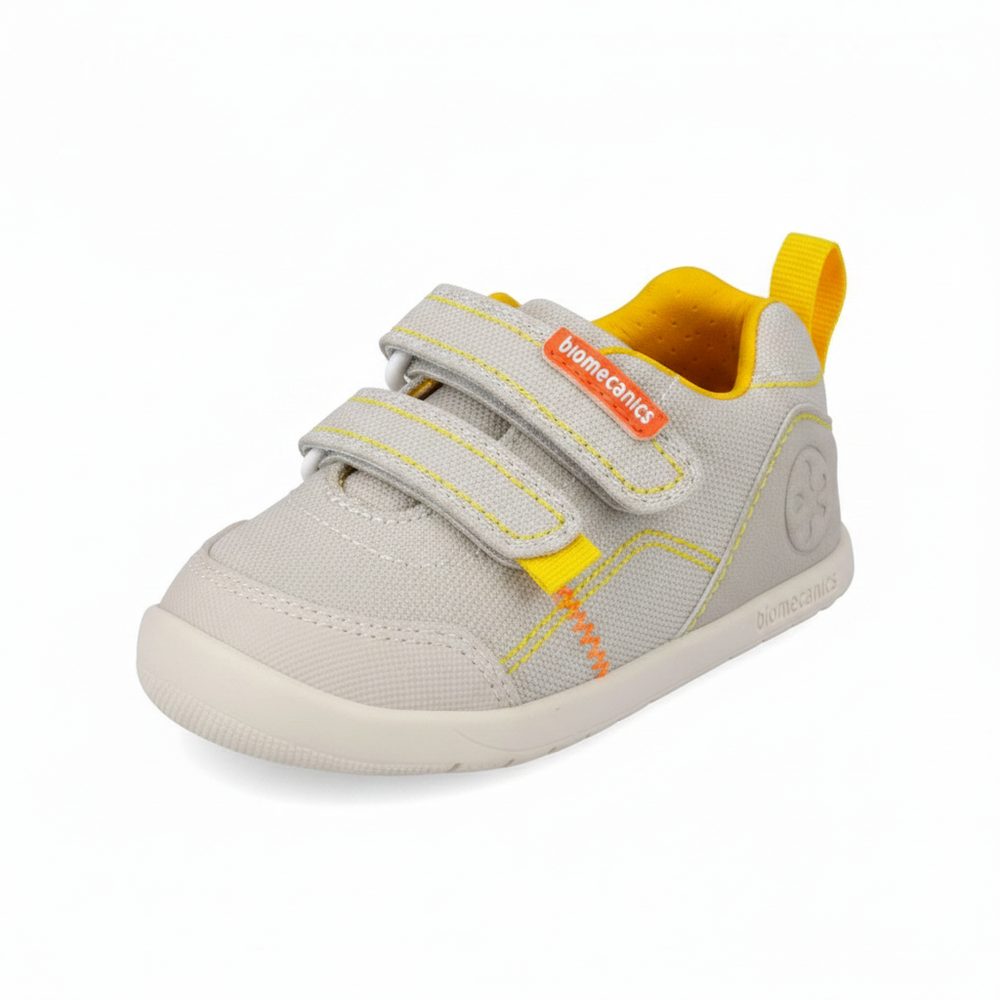 Levně Chlapecké barefoot plátěné tenisky LONA BASICA BEIGE Y AMARILLO Biomecanisc 262190-C891 - 22