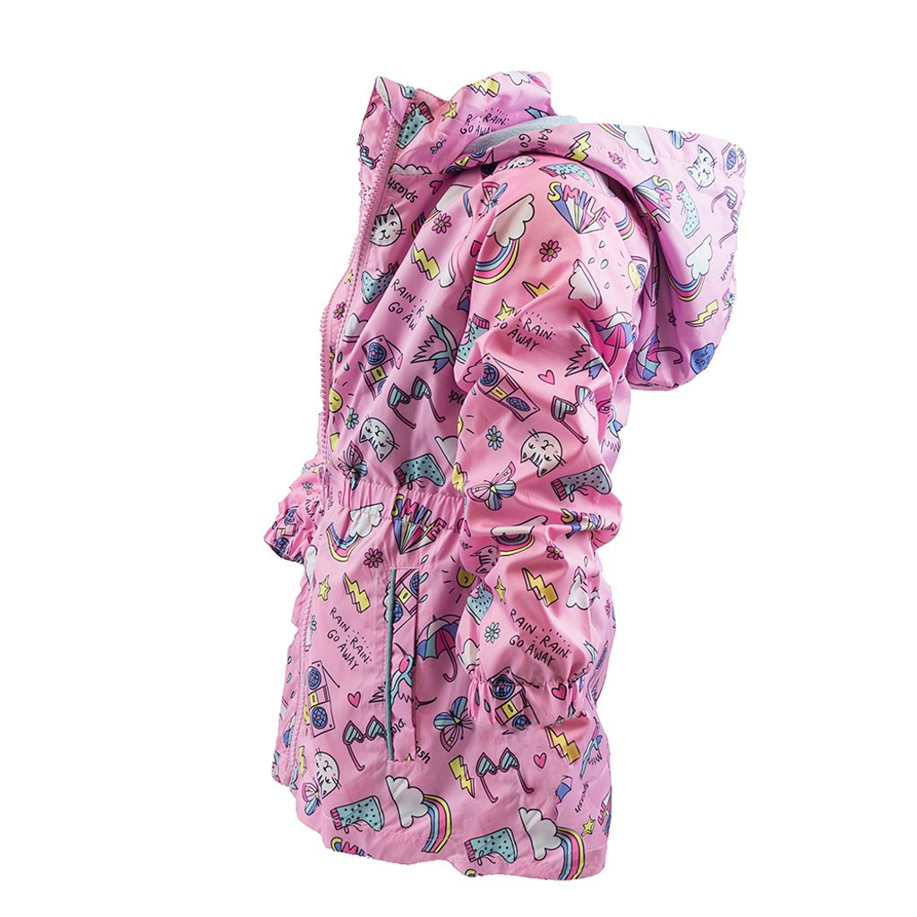 dívčí jarní/podzimní bunda s potiskem a kapucí, Pidilidi, PD1092, růžová - 68/74