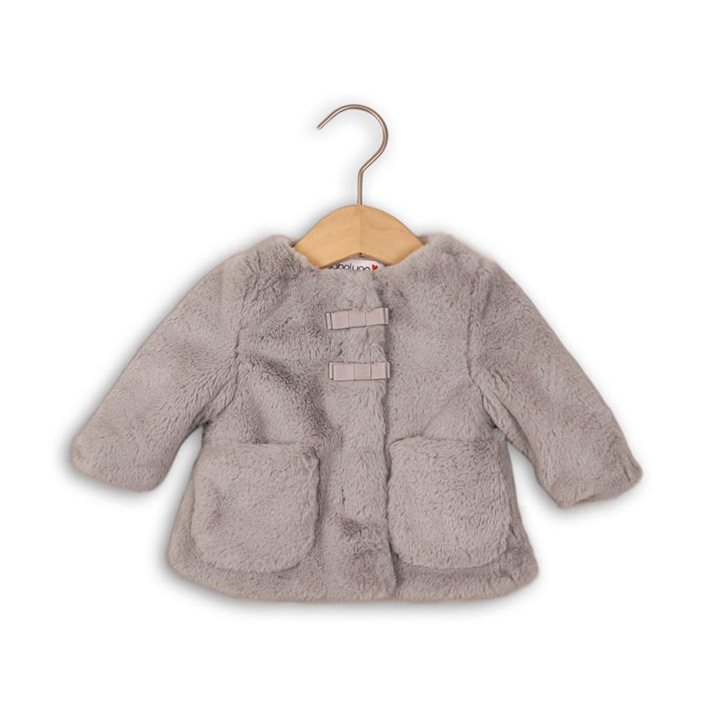 Kabátek kojenecký chlupatý s bavlněnou podšívkou, Minoti, EYELASH 2, šedá - 86/92