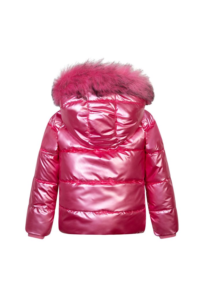 Jachetă Puffa din nailon cu căptușeală de blană, Minoti, Crunch 4, roz,  pentru fete - Pidilidi.ro