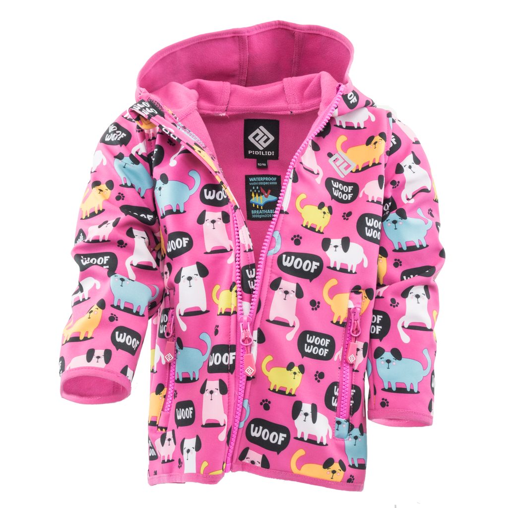 Lány softshell kabát nyomtatott és szilárd kapucnival, pidilidi, pd1088-03,  rózsaszín - Pidilidi.hu