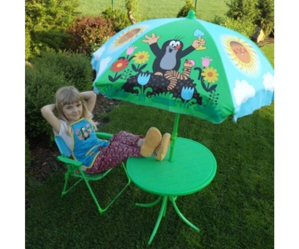 Érvényesül Ügyes Jel gyerek kerti asztal székkel és napernyővel reneszánsz  Egoizmus Turbina