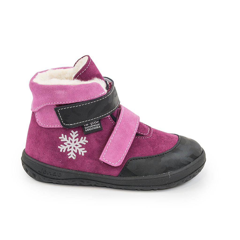 dievčenské zimné topánky s kožušinou, barefoot, 2 suché zipsy, J-B-JERRY/Z  bordová - Pidilidi.sk