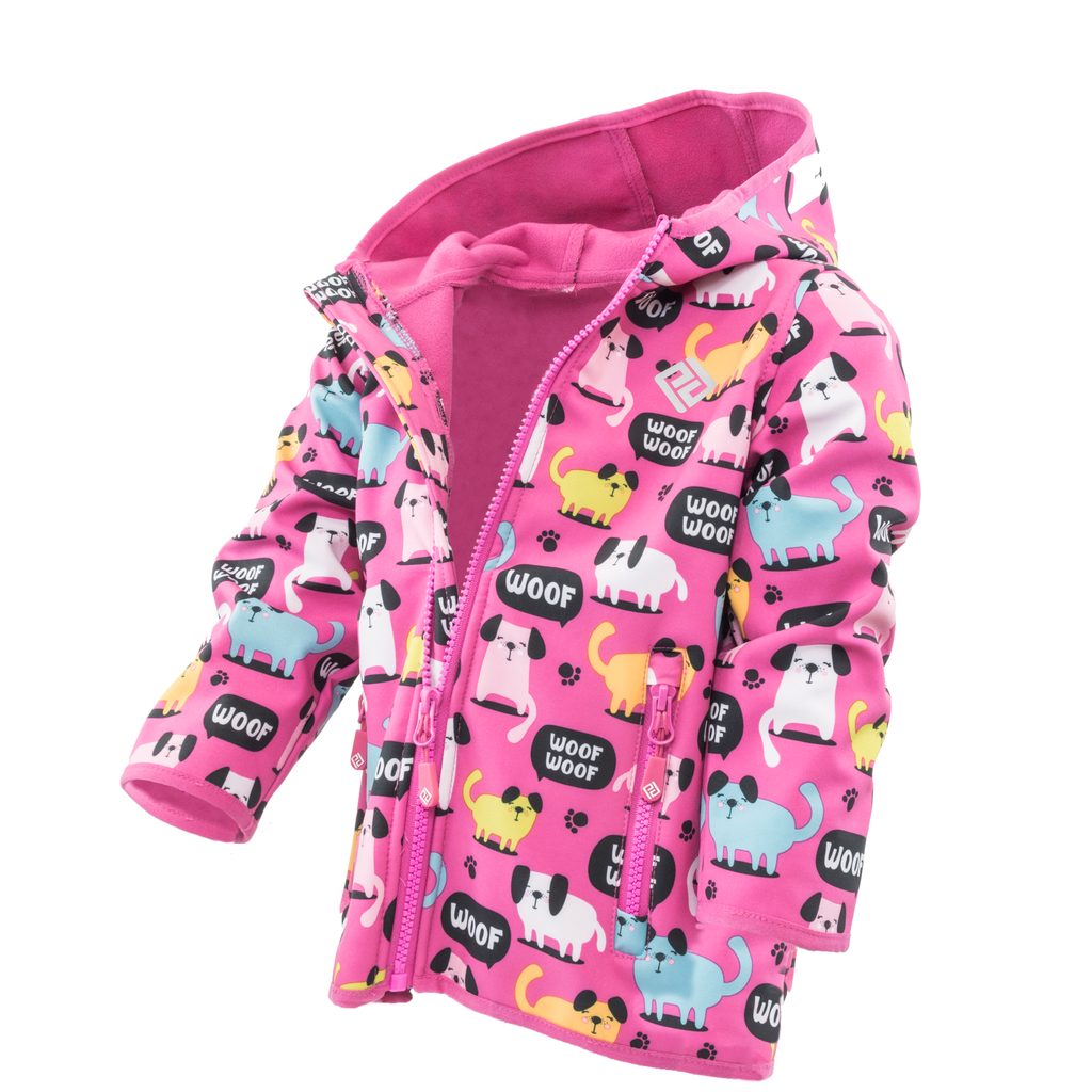 dievčenská softshellová bunda s potlačou a pevnou kapucňou, Pidilidi,  PD1088-03, ružová - Pidilidi.sk