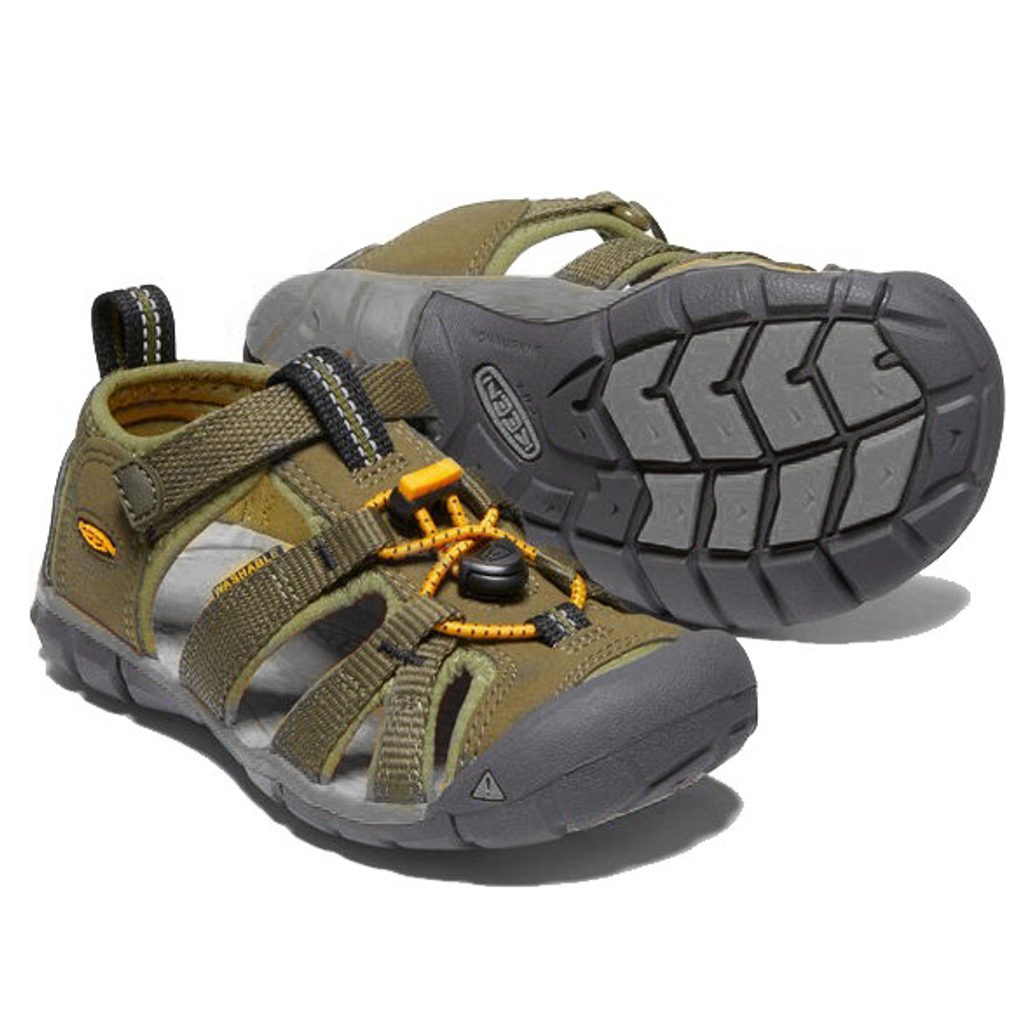 Dětské sandály SEACAMP II CNX, military olive/saffron, keen,  1025145/1025131, khaki - Pidilidi.cz