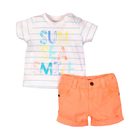 Fiú készlet, ing és rövidnadrág, minoti, surf 1, narancssárga