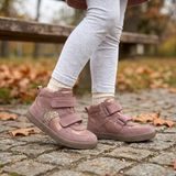 Dievčenské celoročné kožené členkové barefoot topánky LOOP HIGH-TOPS PINK/GOLD Froddo G2110157-5