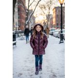 Puffa lány steppelt kabát szőrmebéléssel, Minoti, 16kabát 23, lila