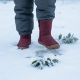 Dievčenské zimné barefoot topánky TEX SUEDE Bordeaux G3160250-1