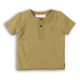 Tricou pentru băieți cu mânecă scurtă, Minoti, 1HENLEY 6, kaki