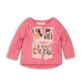 Tricou pentru fetițe, cu mânecă lungă, Minoti, GTP 2, roz