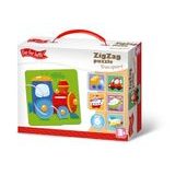 Krabice s puzzle Far Far Land ZigZag doprava se 6 barevnými obrázky strojů