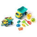 Velké barevné nákladní auto na písek 32 cm s kyblíkem a bohatým nářadím
