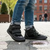 Cizme all-season pentru băieți cu membrană Barefoot BANET BLACK, Protezare, negru