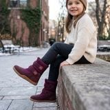 Cizme de iarnă barefoot pentru fete cu membrană VIKI Bordo Bugga B00212-06