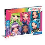 Třpytivé puzzle Clementoni 104 dílků v krabici s motivem Rainbow High