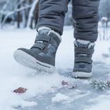 Cizme de iarnă pentru copii cu blană POLARFOX, 2 închizători Velcro, BUGGA, B00172-10, negru