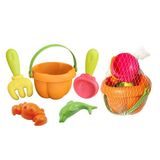 Pětidílná sada na písek s barevným kyblíkem 15 cm a dvěma formičkami