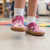 Papuci barefoot din pânză pentru fete CANVAS T-BAR FLOWERS Froddo G1700439-4