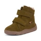 Chlapčenské zimné barefoot topánky ZERU TEX FURRY Olive, Froddo, G2110149-4, zelená
