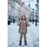 Puffa lány steppelt kabát szőrmebéléssel, Minoti, 16kabát 20, barna