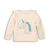 Póló lányok pamut hosszú ujjú, minoti, szerencse 9, krémes