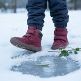 Dívčí zimní barefoot boty ZERU TEX Bordeaux, Froddo, G2110150-6, červená