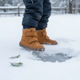 Ghete de iarnă barefoot pentru copii ZERU TEX FURRY Cognac Froddo G2110151-2