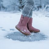 Dievčenské zimné barefoot topánky TEX SUEDE Dark Pink G3160250