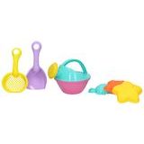 Šestidílná sada na písek s konvičkou, lopatkou a barevnými formičkami