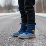 Chlapčenské zimné barefoot topánky s membránou Bugga RUBA Blue B00197-04