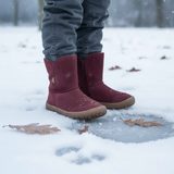 Dívčí zimní barefoot boty TEX SUEDE Bordeaux, Froddo, G3160238-1, červená